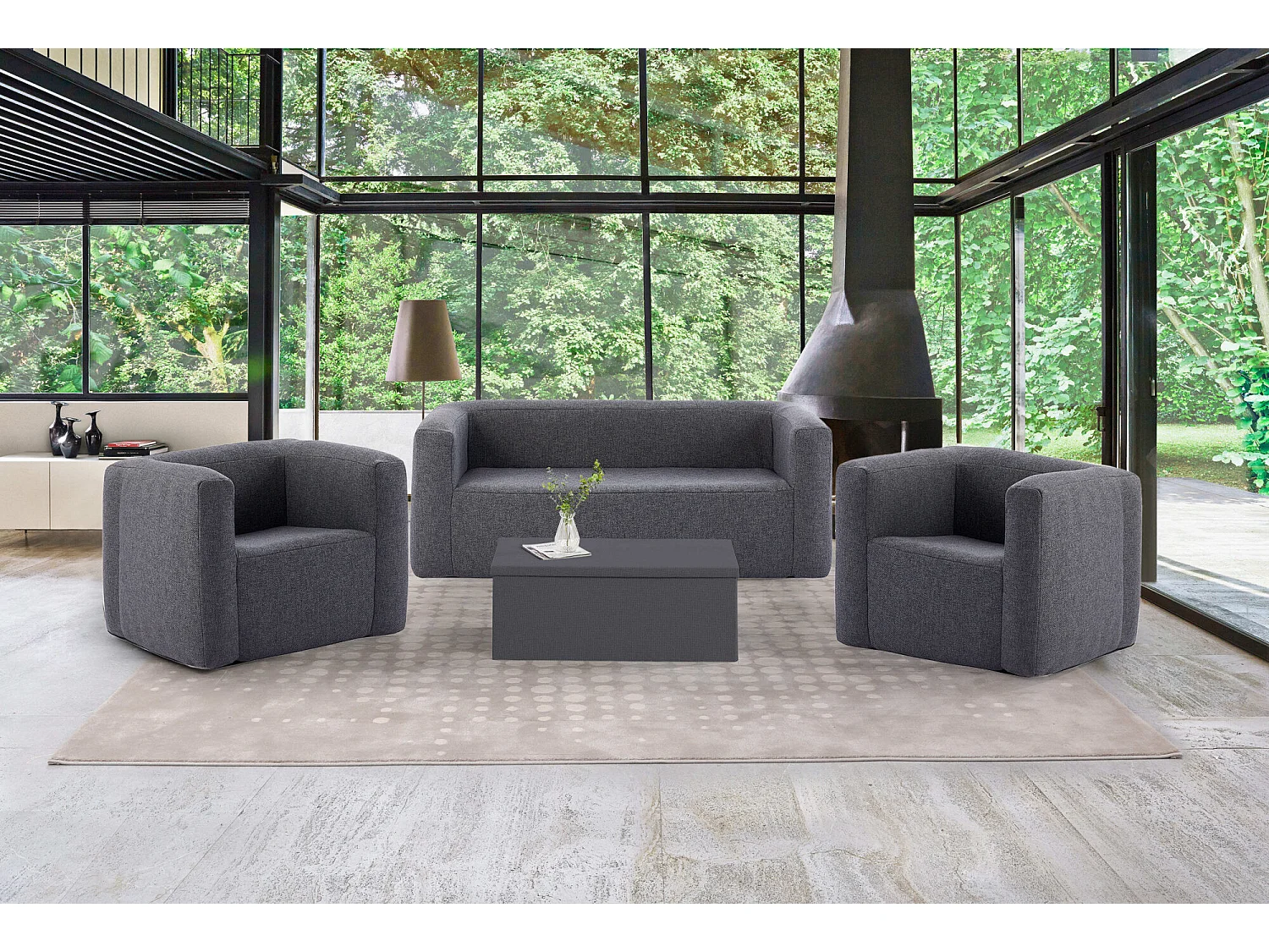 Canapé gonflable 2-3 places Terracotta - Intérieur et extérieur - Couleur Gris foncé