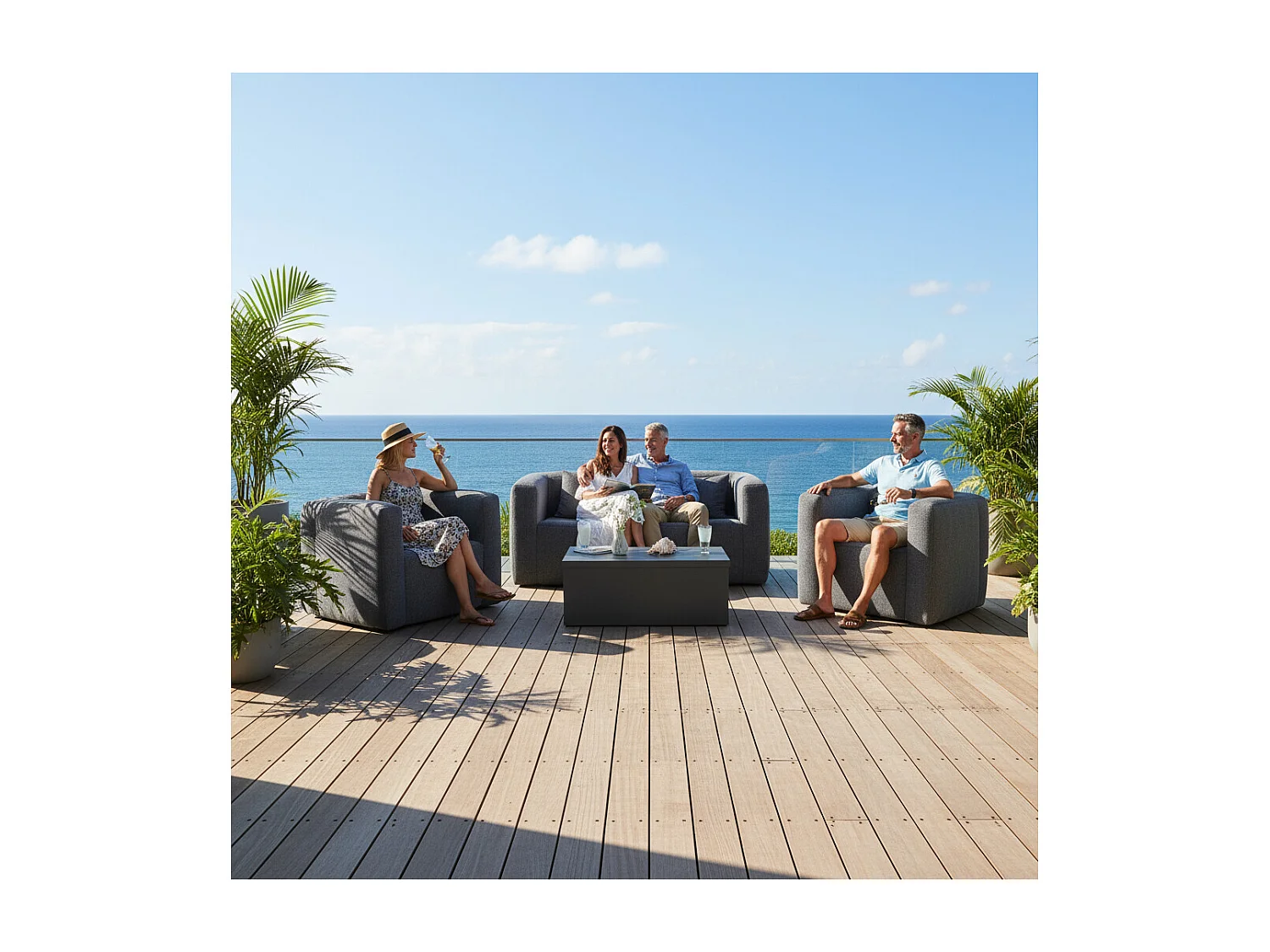 Canapé gonflable 2-3 places Terracotta - Intérieur et extérieur - Couleur Gris foncé