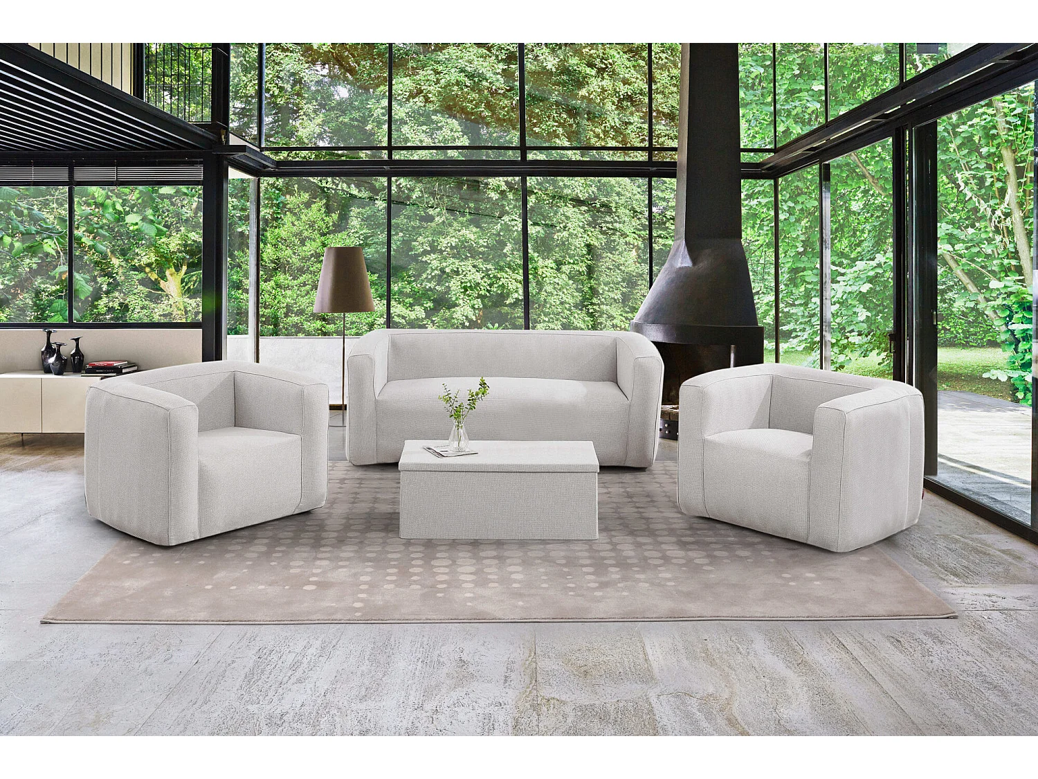 Canapé gonflable 2-3 places Terracotta - Intérieur et extérieur - Couleur Gris clair