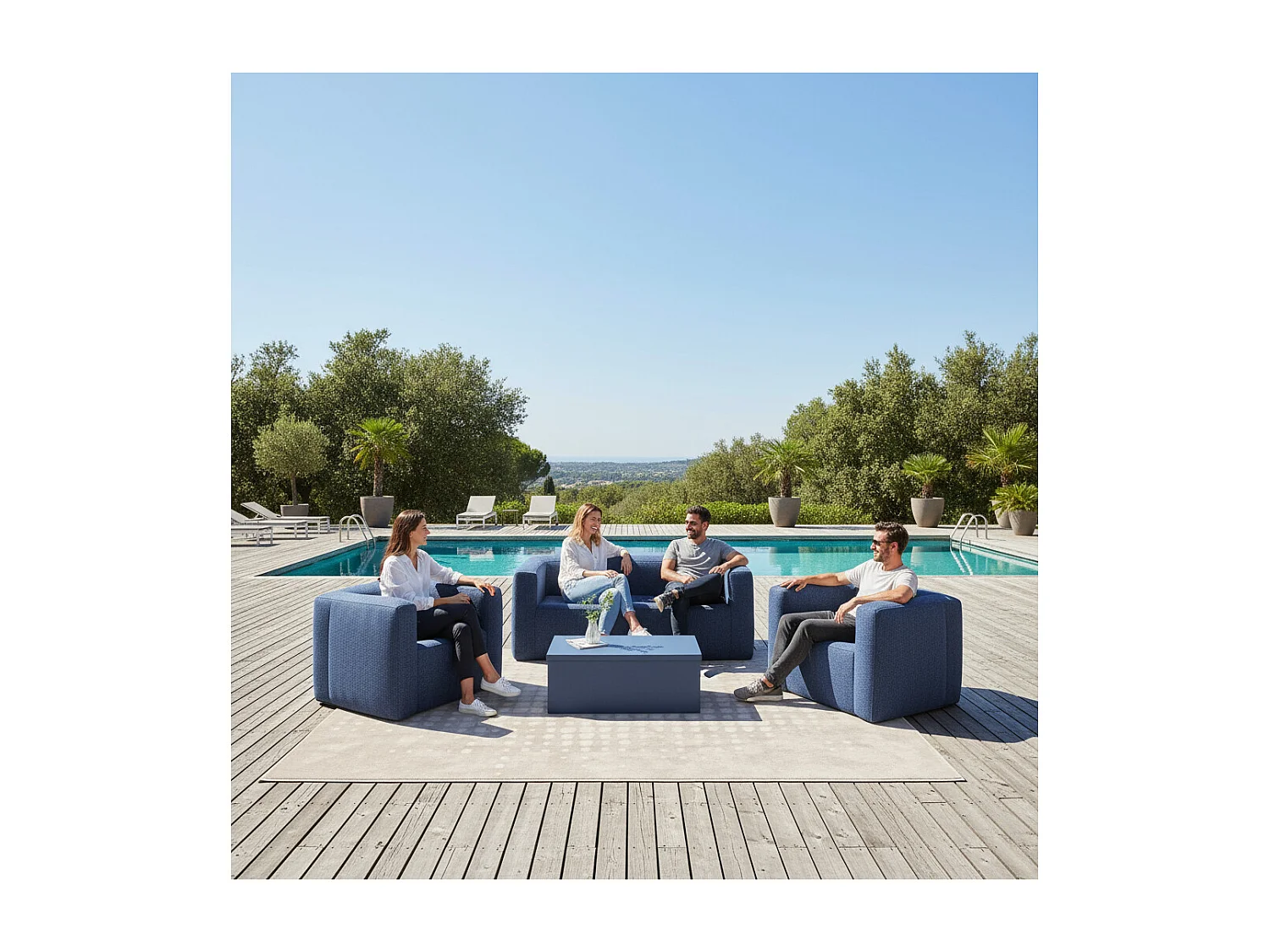 Canapé gonflable 2-3 places Terracotta - Intérieur et extérieur - Couleur Bleu