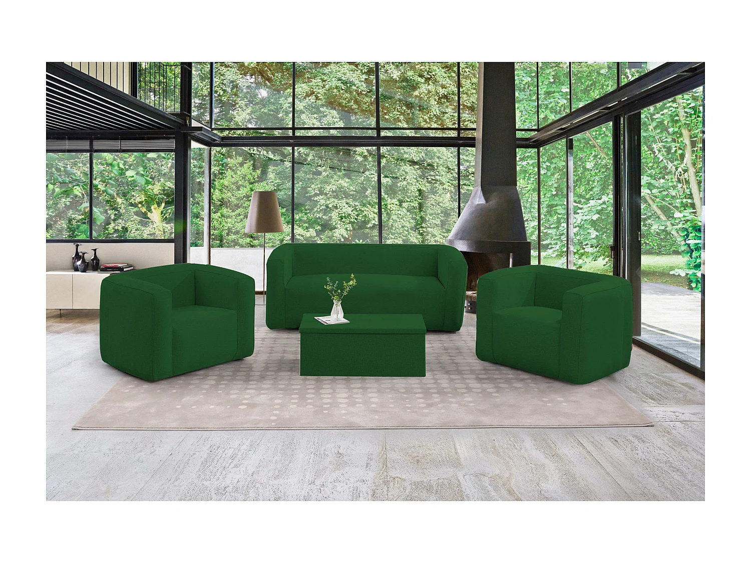 Table coffre Terracotta - Ouverture sur le dessus - Intérieur et extérieur - Couleur Vert