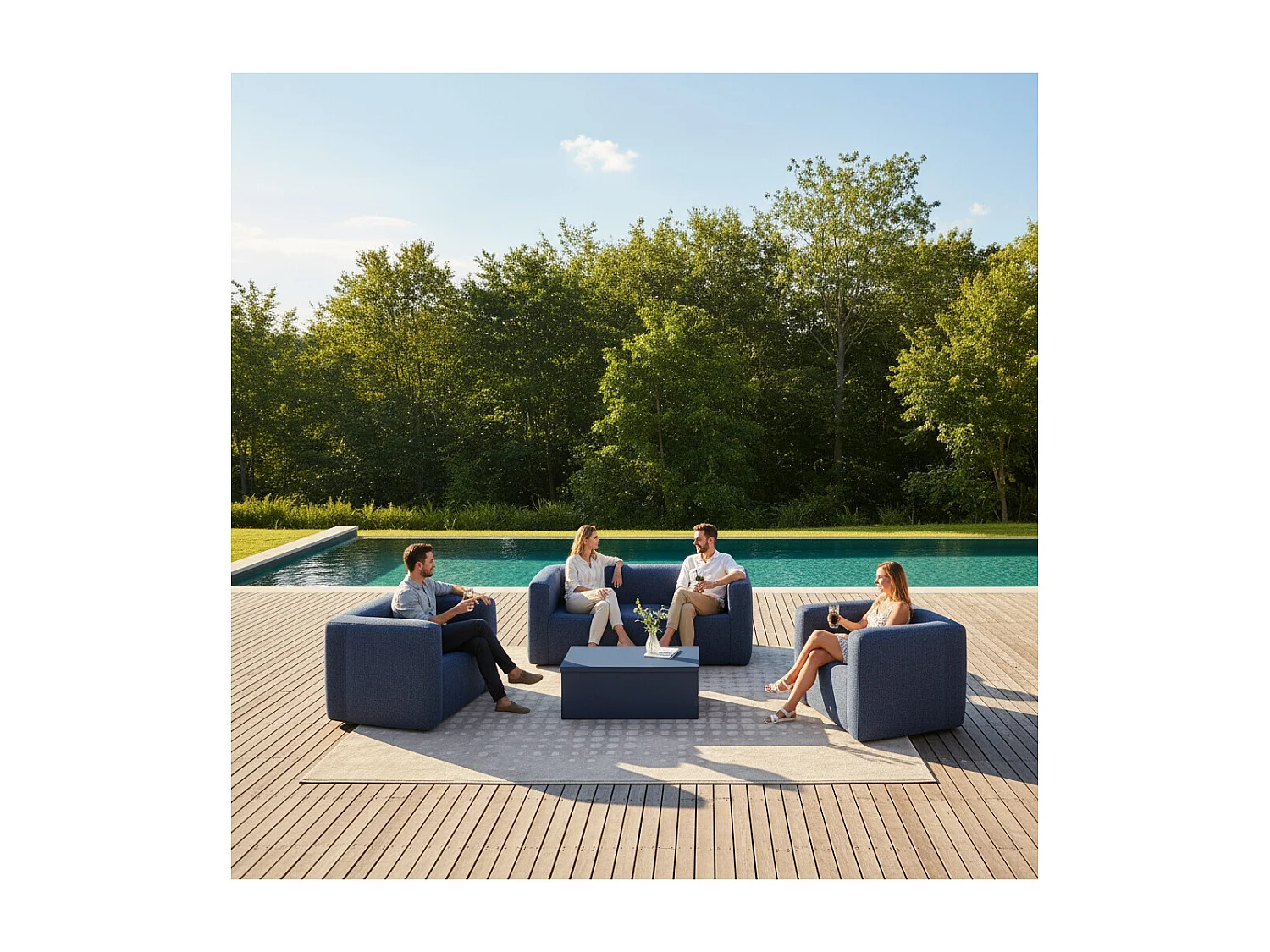 Table coffre Terracotta - Apertura superior - Interior y exterior - Color Azul