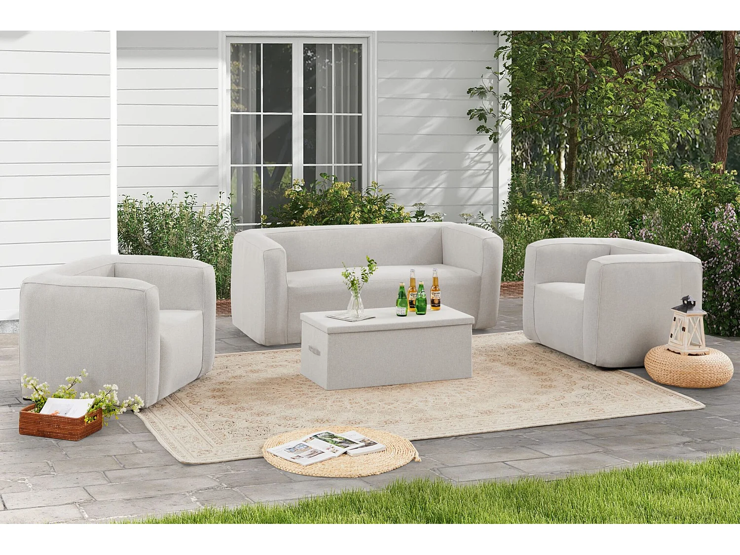 Table coffre Terracotta - Apertura superior - Interior y exterior - Color Gris claro