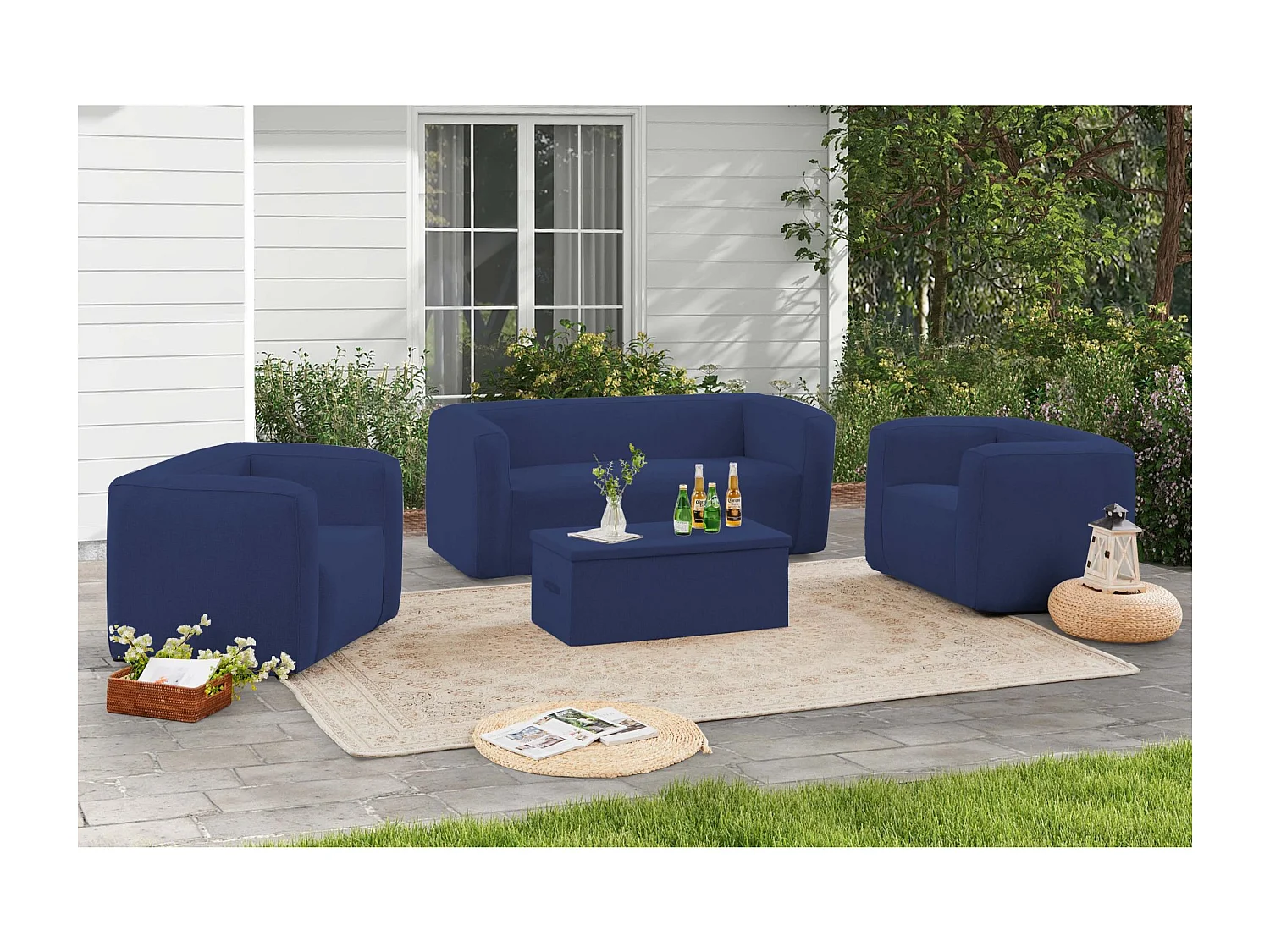 Table coffre Terracotta - Apertura superior - Interior y exterior - Color Gris claro