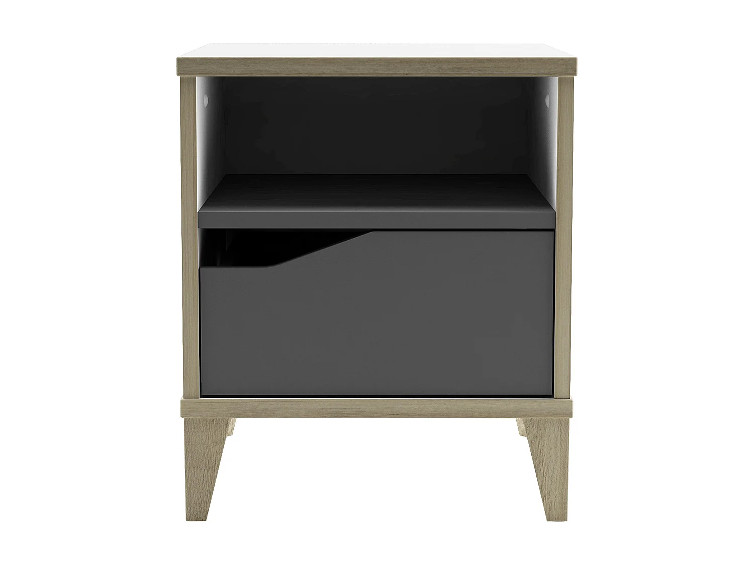 Nachttisch 1 Schublade - GENIUS - Weiß und Grau - 36,8 x 33 x 43,8 cm - DEMEYERE