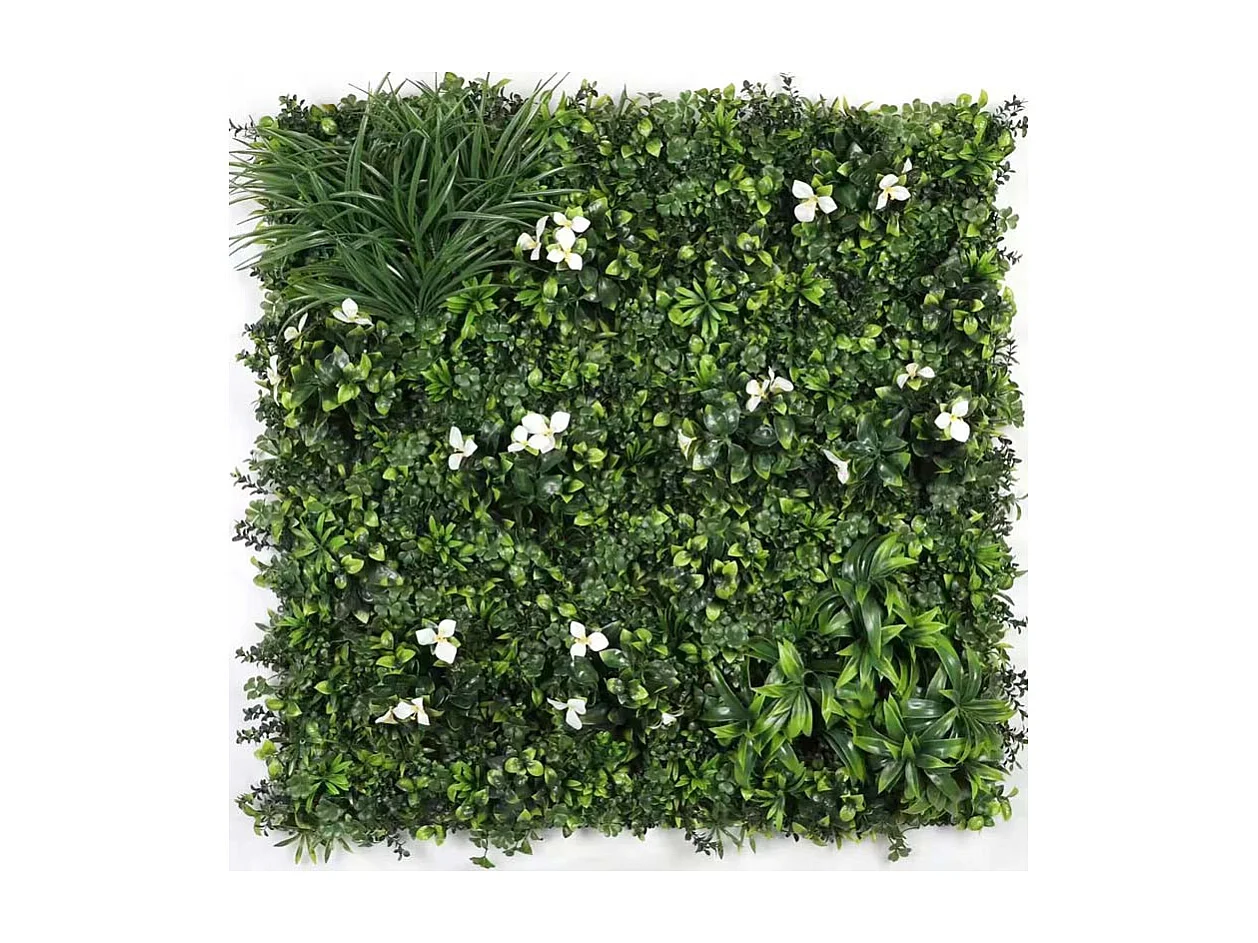 Künstliche Pflanzenwand - Modell Weiße Blütenblätter - Maße: 100 x 100 cm