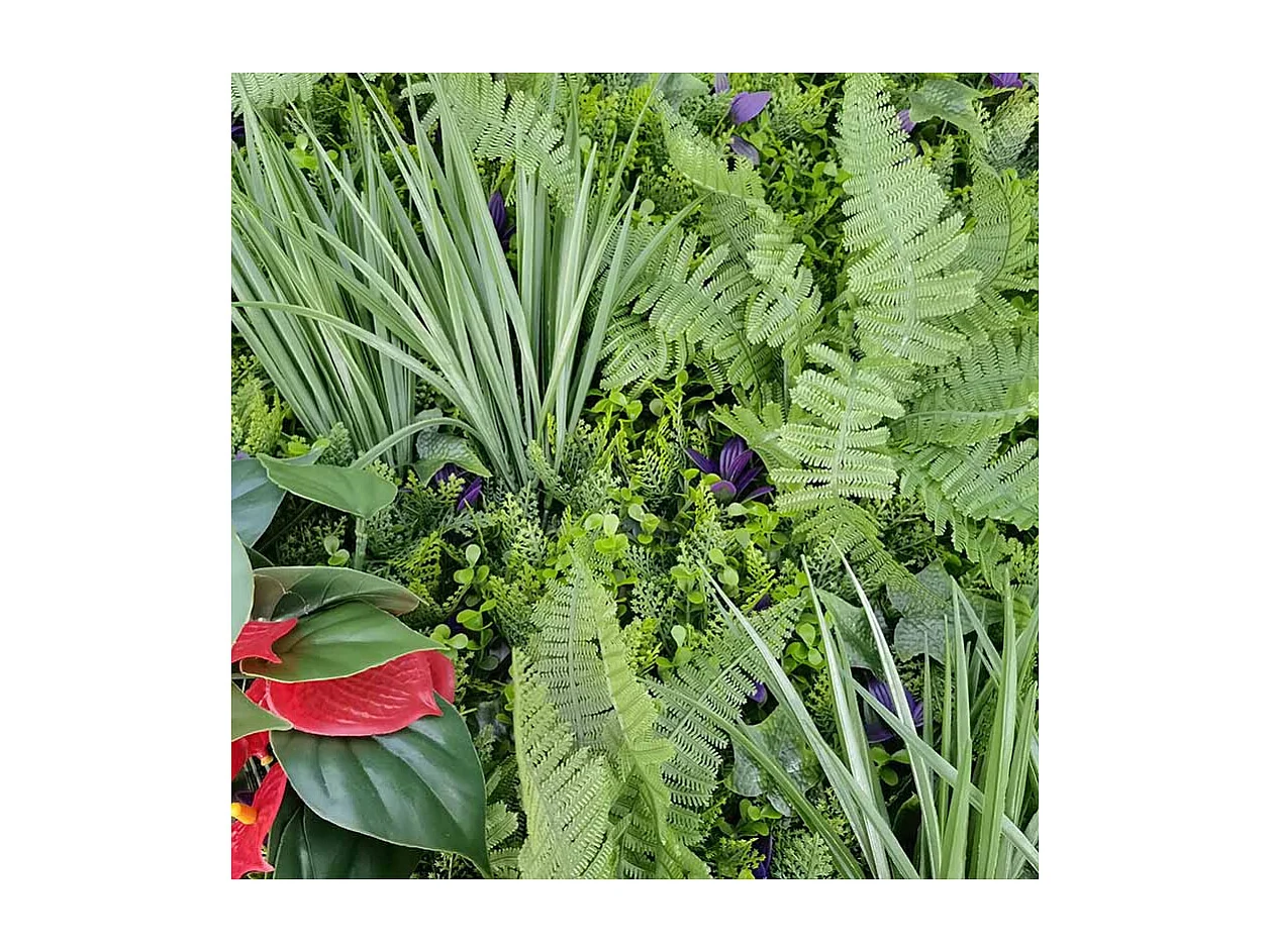 Mur végétal artificiel - Modèle fleur rouge - Dimensions : 100 x 100 cm