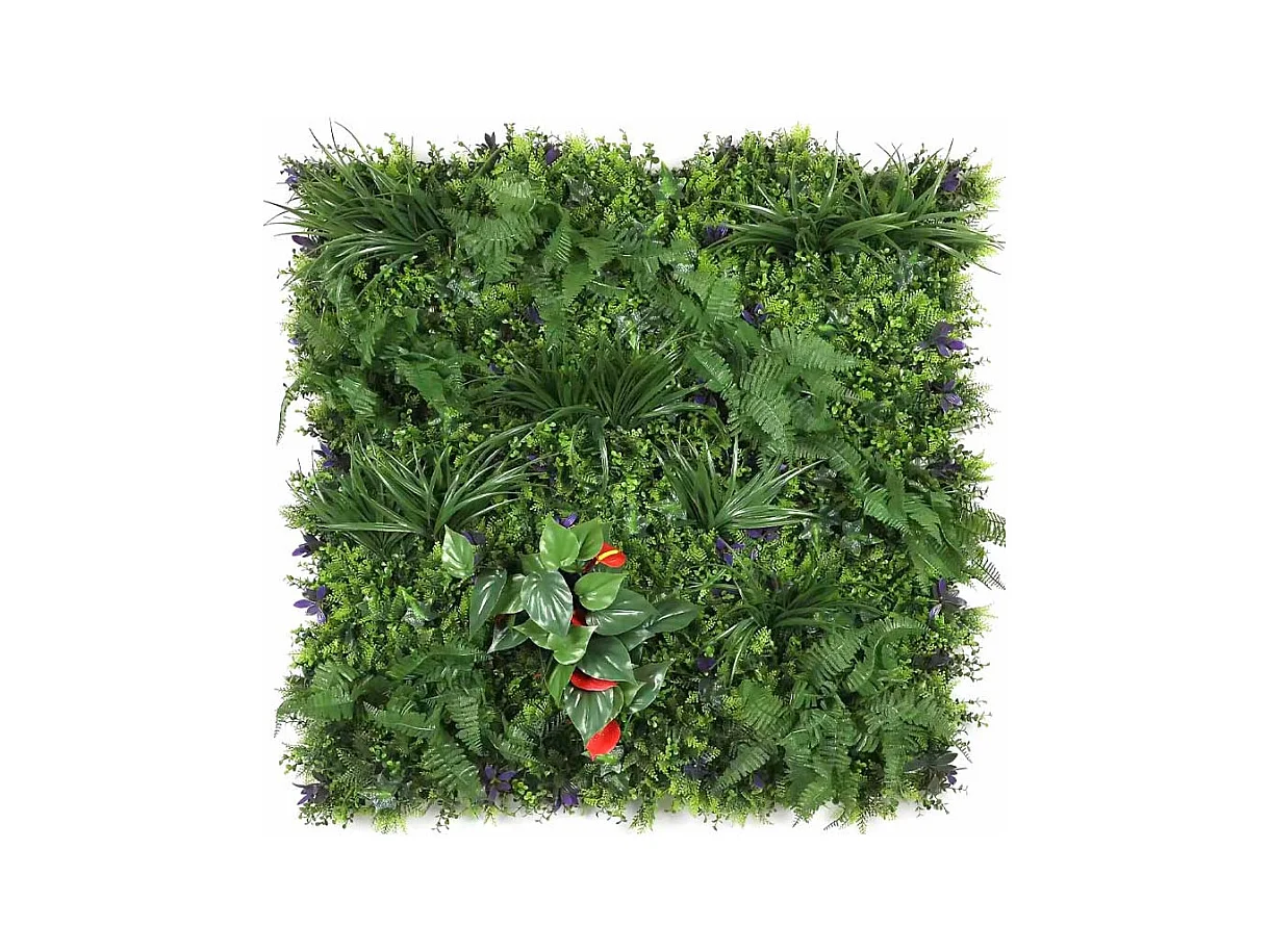 Künstliche Pflanzenwand - Modell rote Blume - Maße: 100 x 100 cm