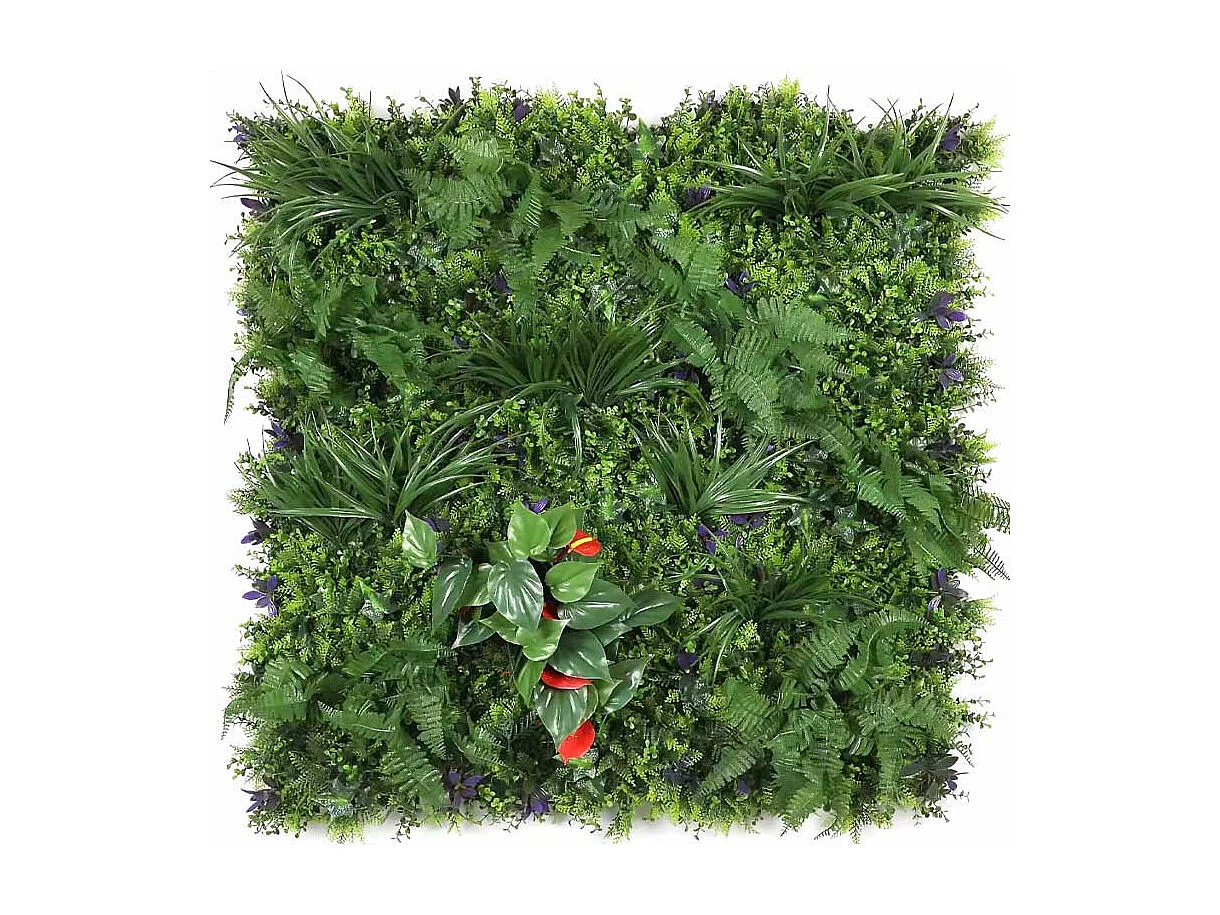 Künstliche Pflanzenwand - Modell rote Blume - Maße: 100 x 100 cm