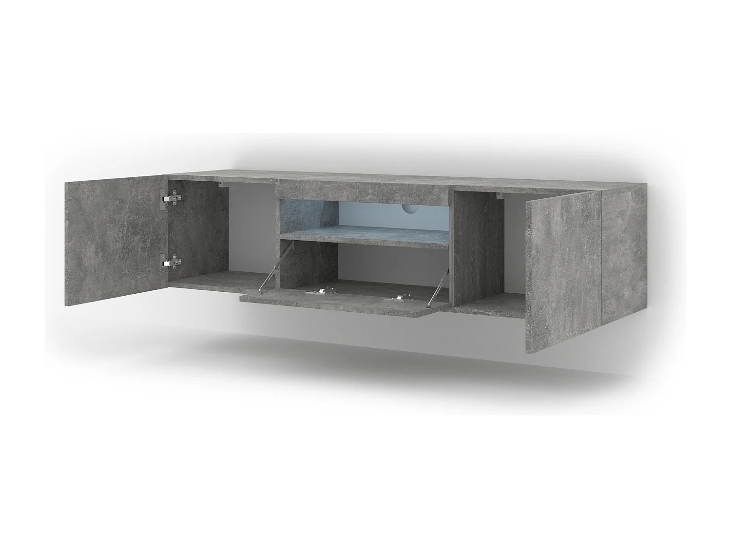 Meuble TV AURA 150 cm béton universel + LED