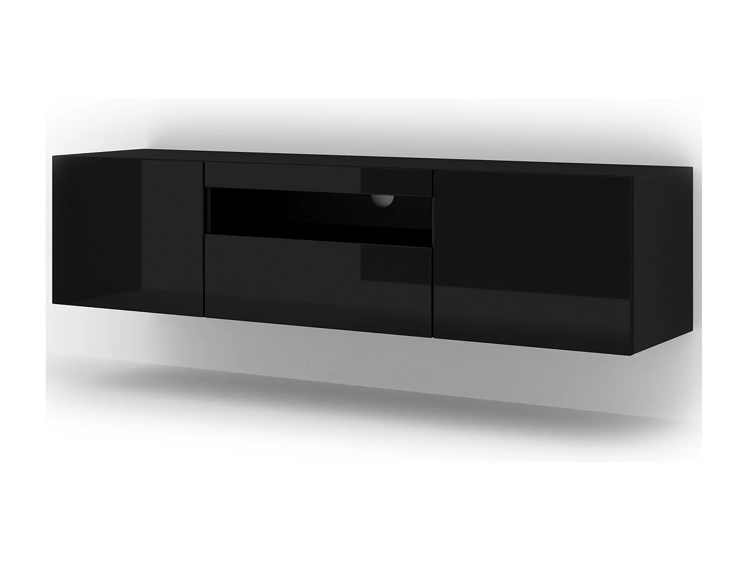 Meuble TV AURA 150 cm noir brillant universel