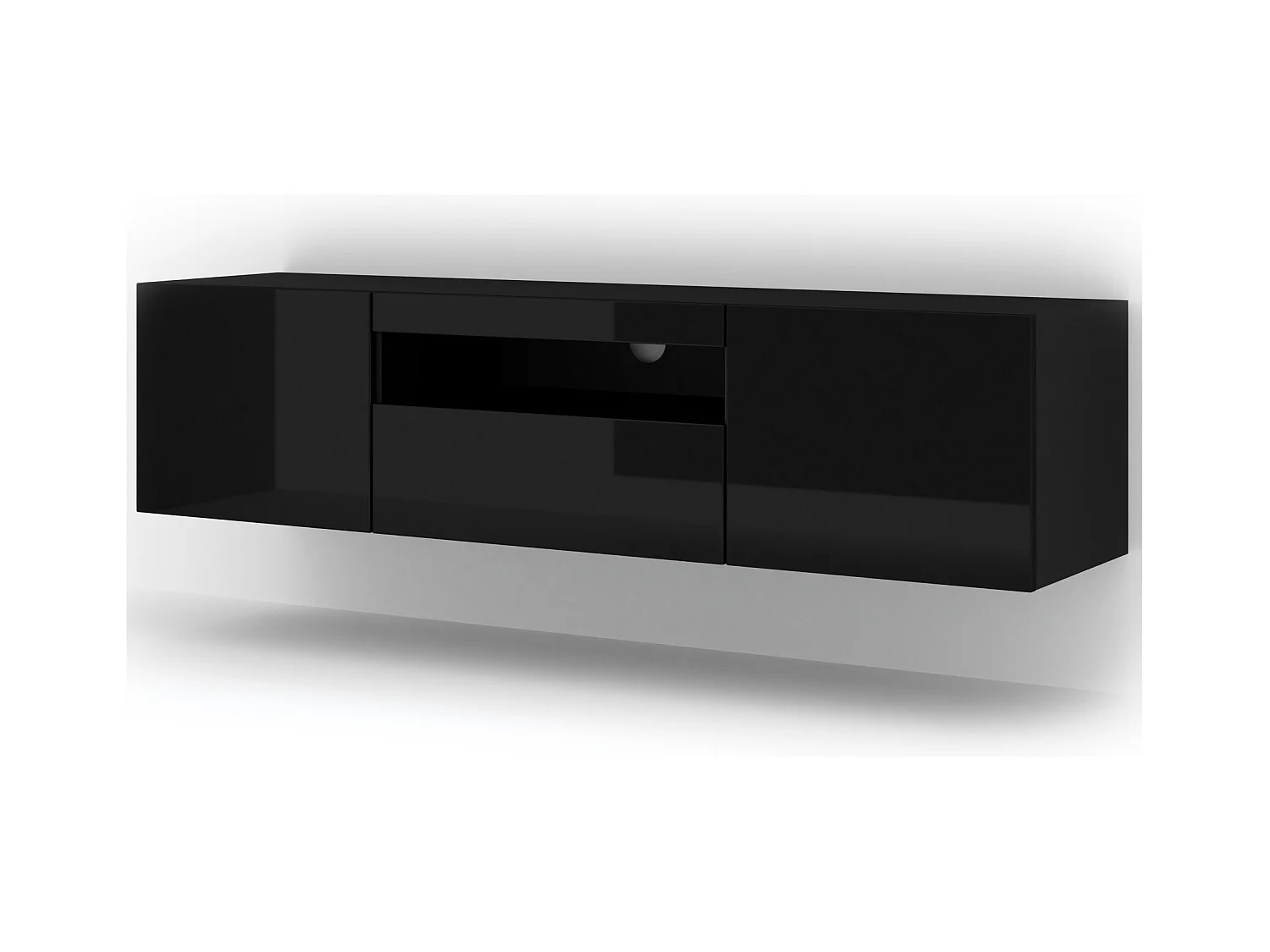 Meuble TV AURA 150 cm noir brillant universel