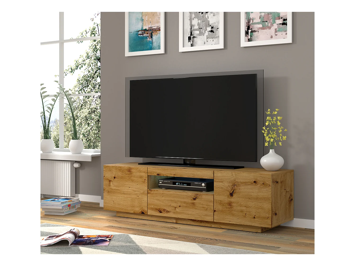 Mueble de TV AURA 150 cm roble artesanal universal