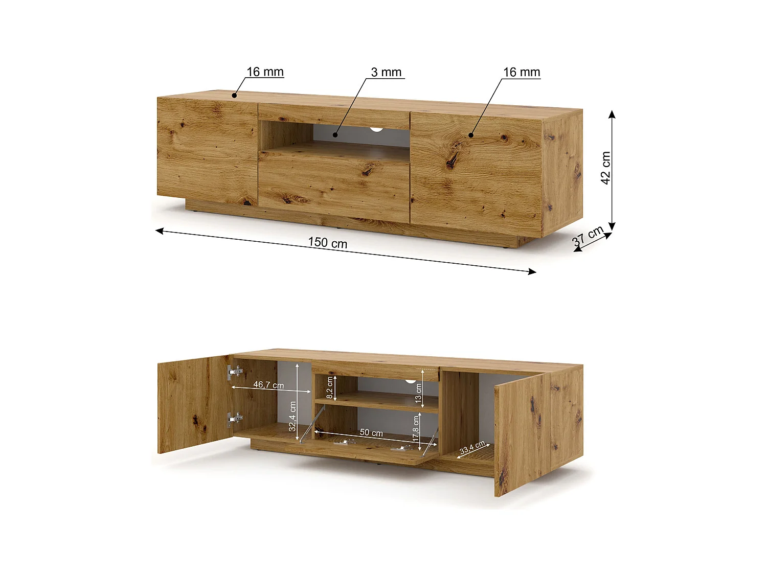 TV-Schrank AURA 150 cm Artisan Eiche universell