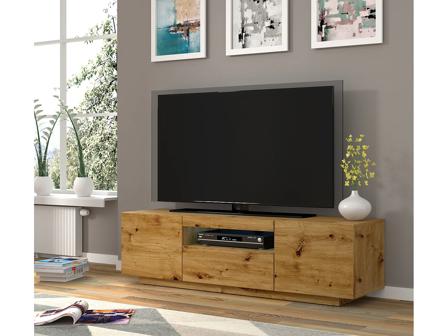 TV-meubel AURA 150 cm ambachtelijke eik universeel