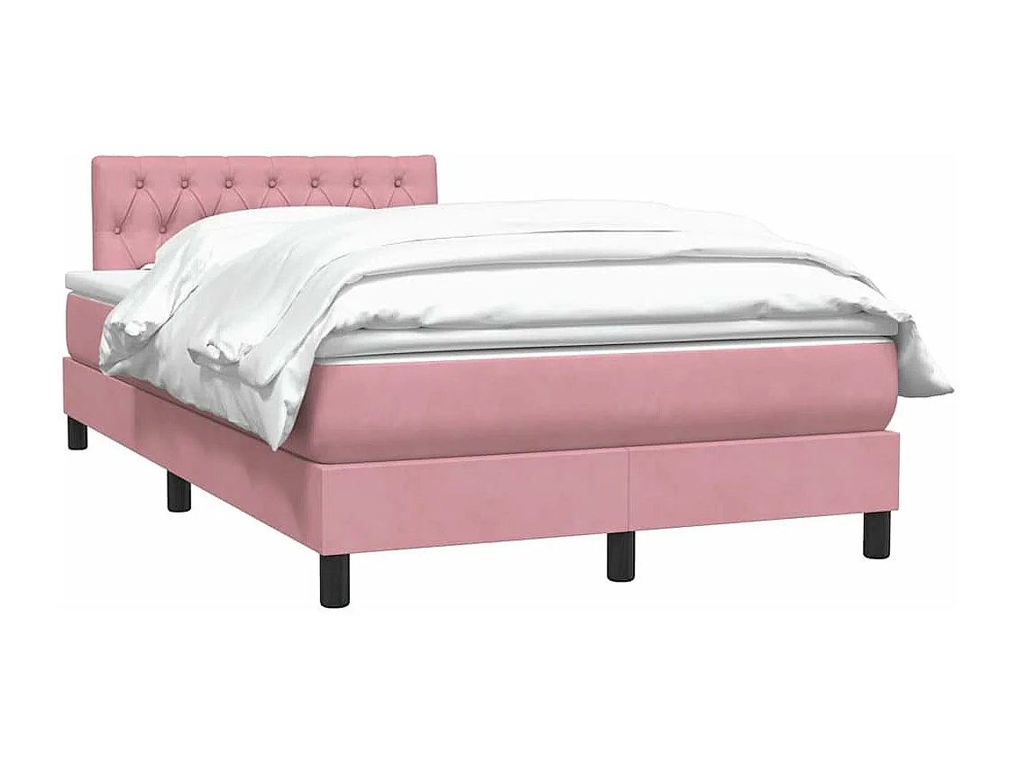 Sommier à lattes de lit avec matelas rose 120x210 cm velours