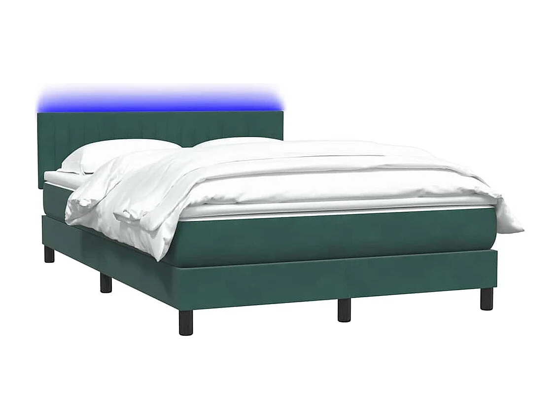 Cama box spring con colchón terciopelo verde oscuro 160x220 cm