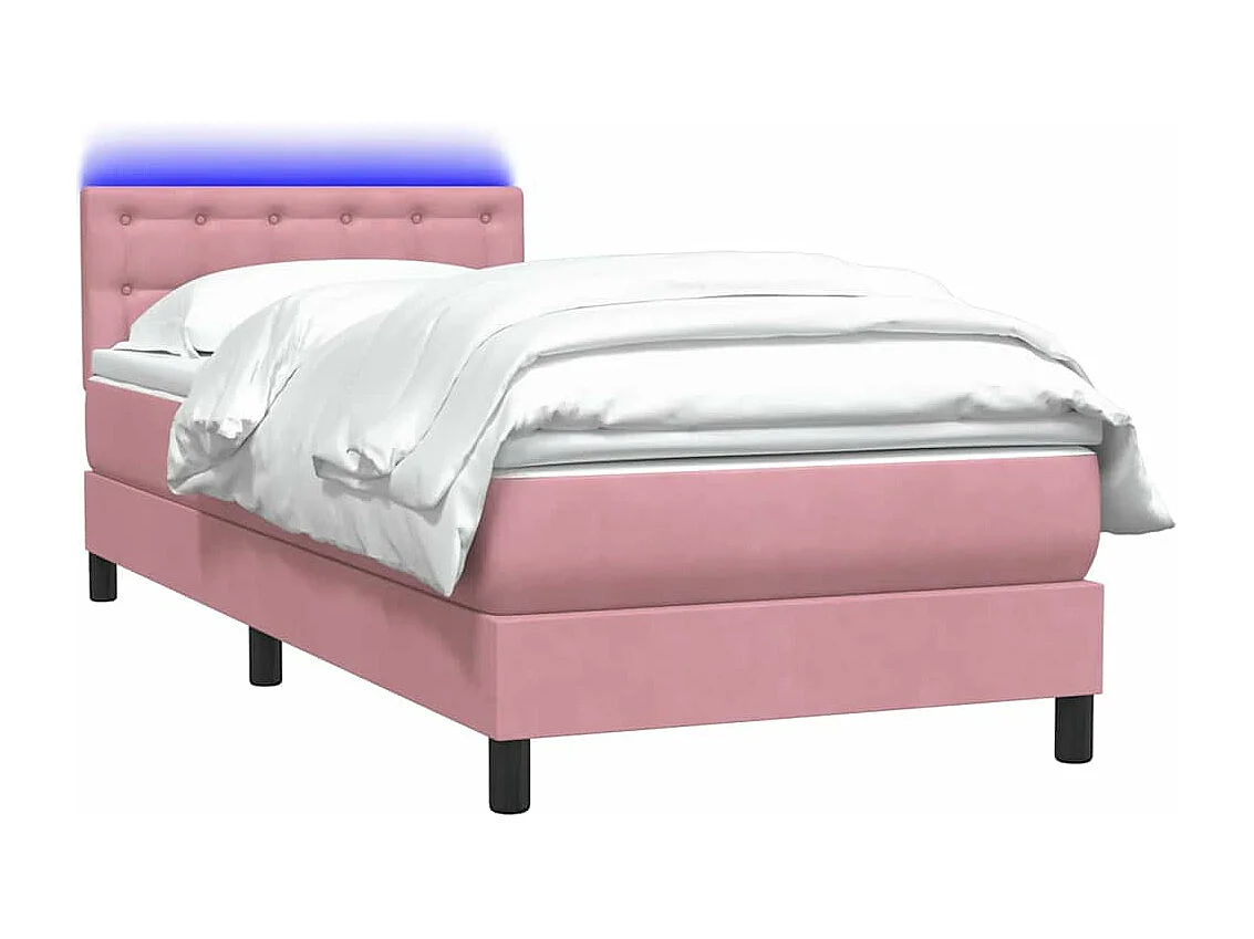 Cama com molas/colchão rosa 90x210 cm veludo