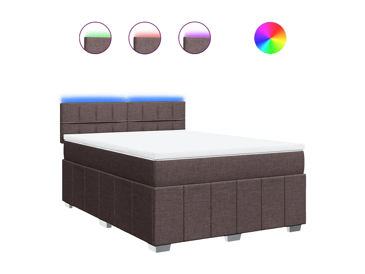 Cama box spring con colchón tela marrón oscuro 160x200 cm