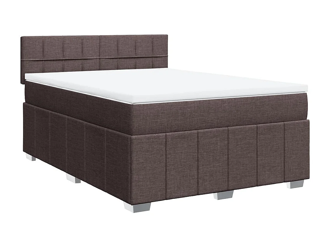 Cama box spring con colchón tela marrón oscuro 160x200 cm