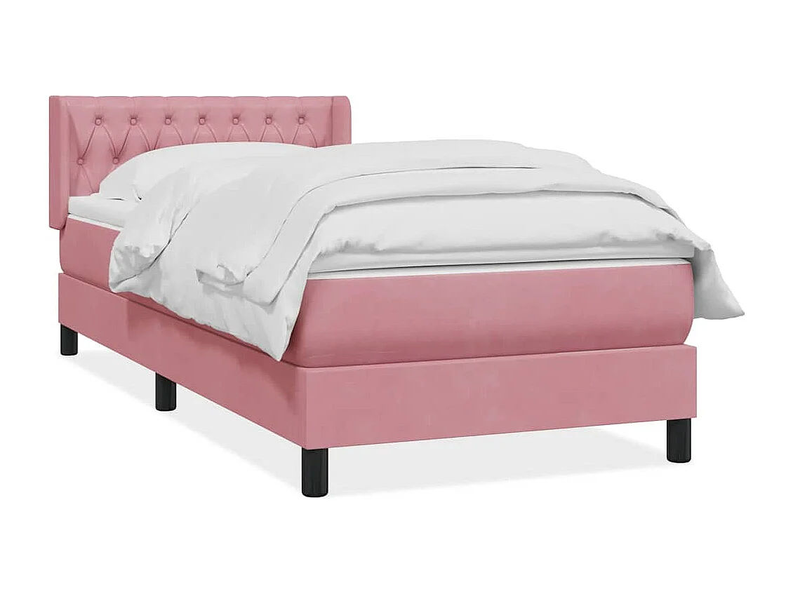Cama com molas/colchão 100x220 cm veludo Rosa