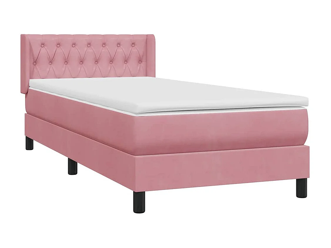 Cama com molas/colchão 100x220 cm veludo Rosa