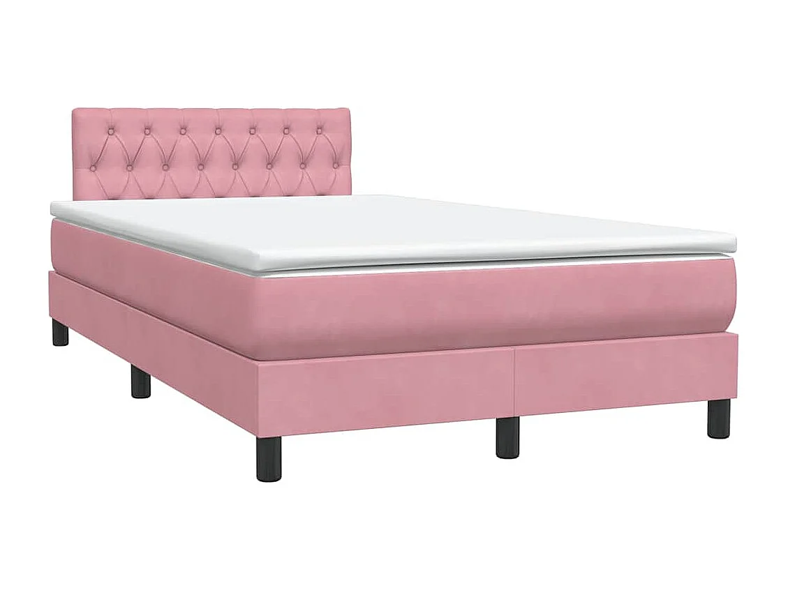 Sommier à lattes de lit avec matelas rose 120x210 cm velours
