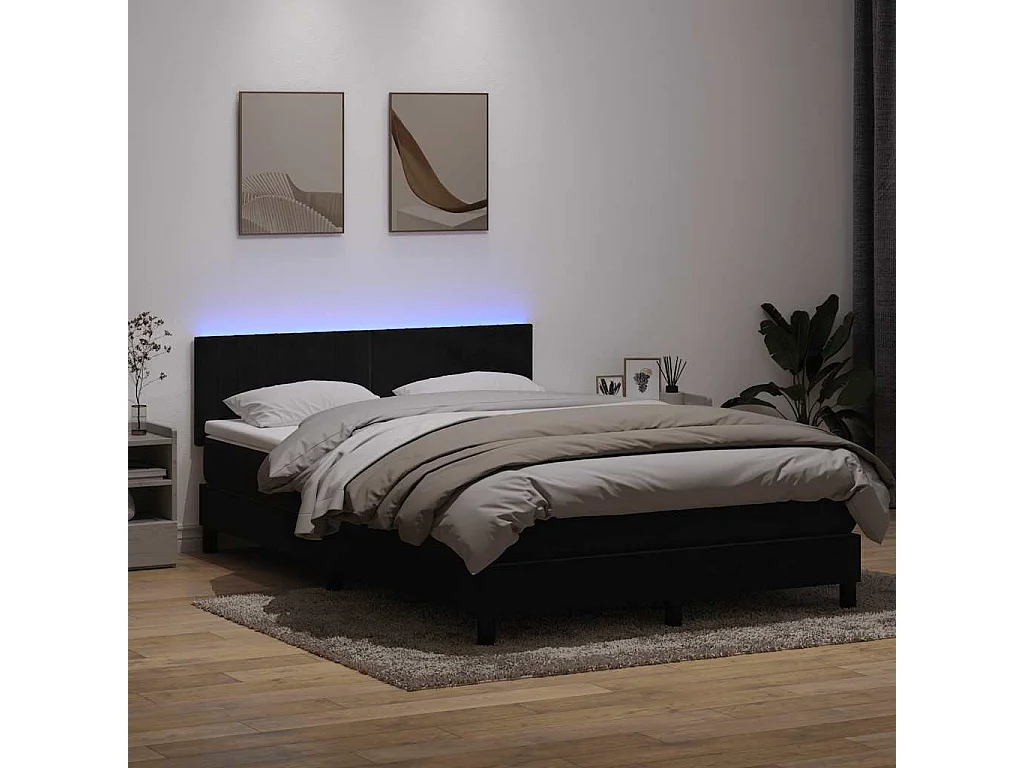 Cama com molas/colchão 160x210 cm veludo preto