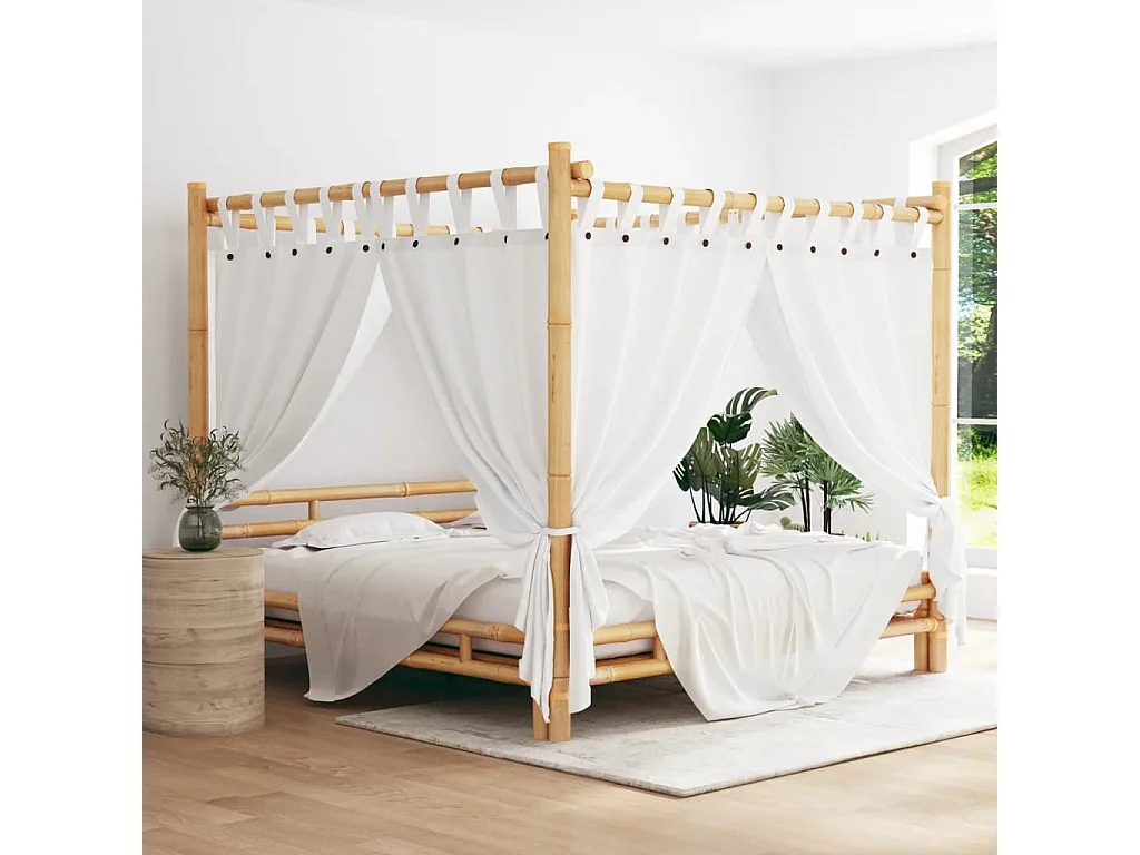 Lit à baldaquin 200x200 cm Bambou