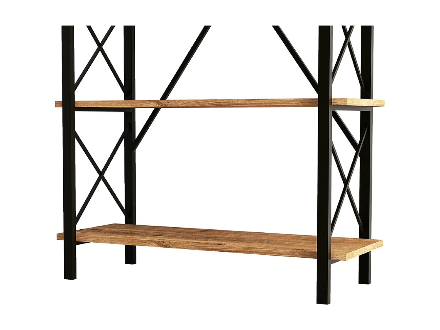 Bibliothèque design en métal - 5 étagères - bois et noir FANI