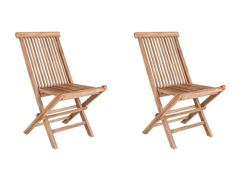 Lot de 2 chaises de jardin pliantes en bois de teck TOLEDO