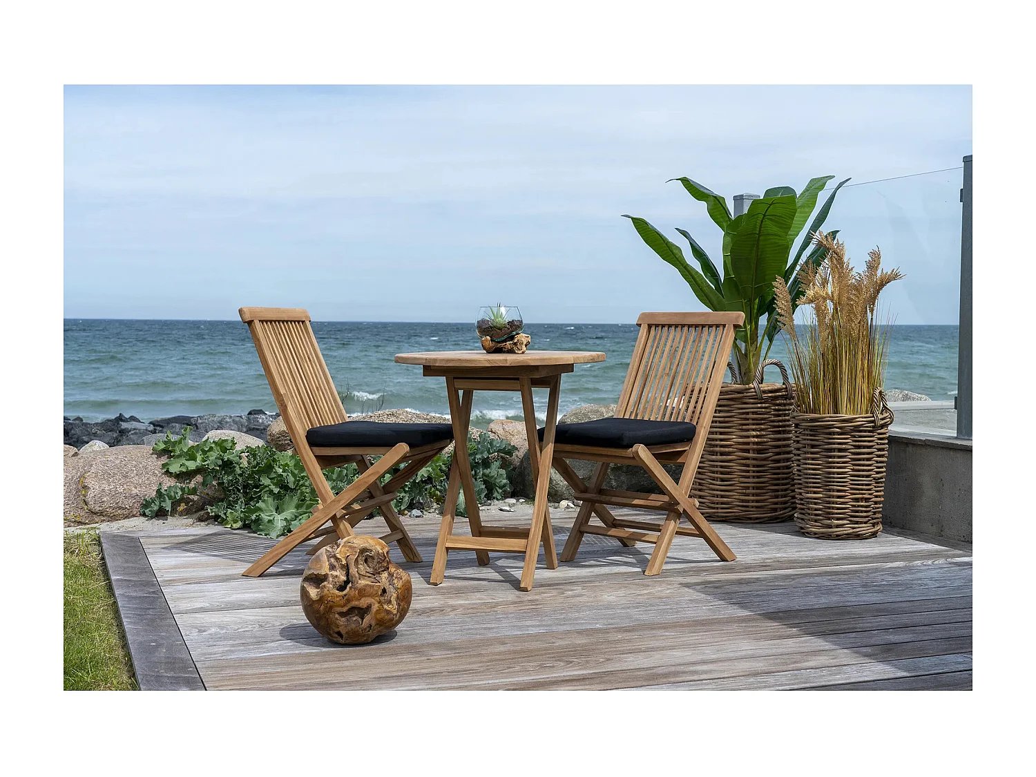 Lot de 2 chaises de jardin pliantes en bois de teck TOLEDO