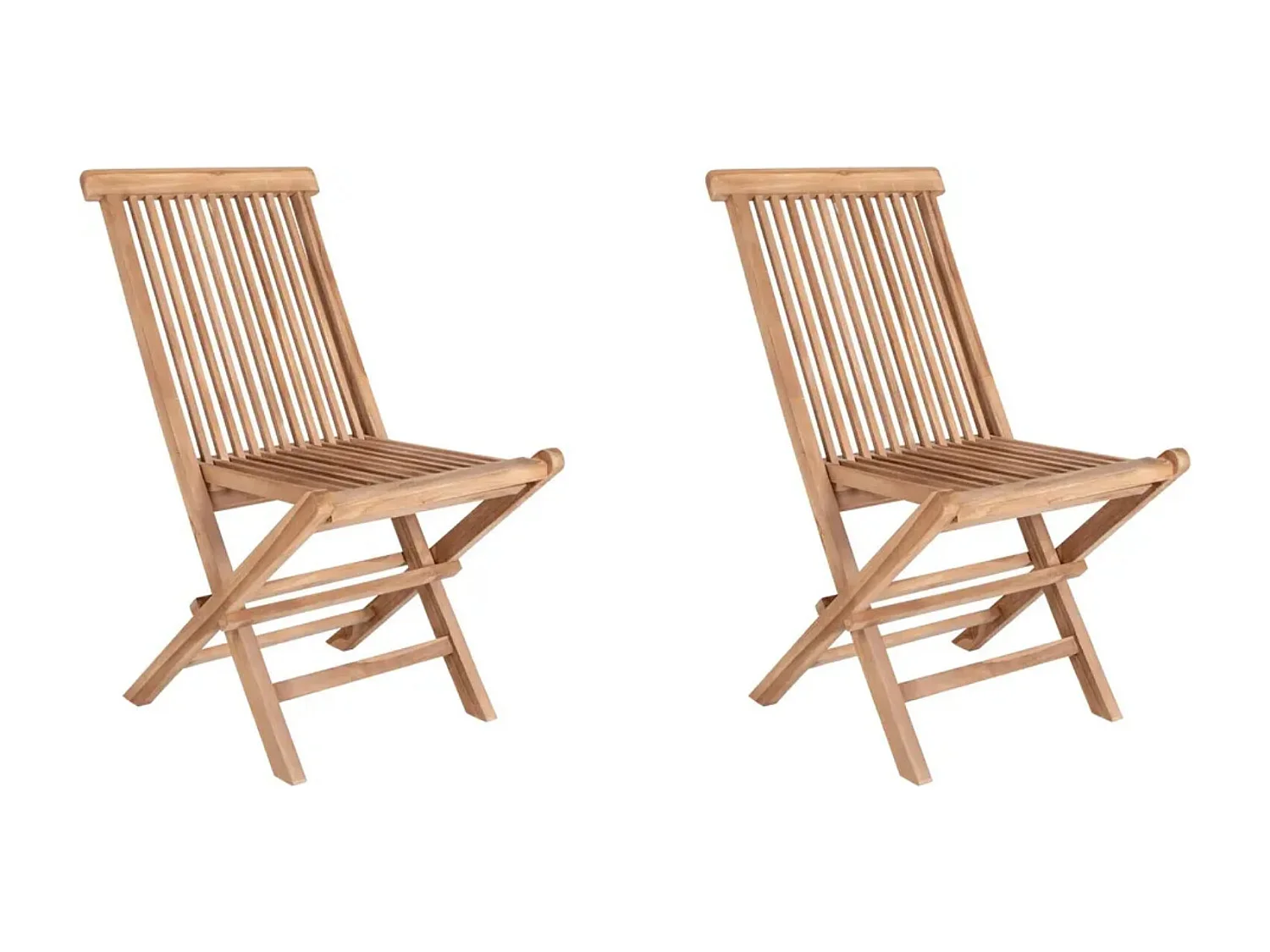 Lot de 2 chaises de jardin pliantes en bois de teck TOLEDO