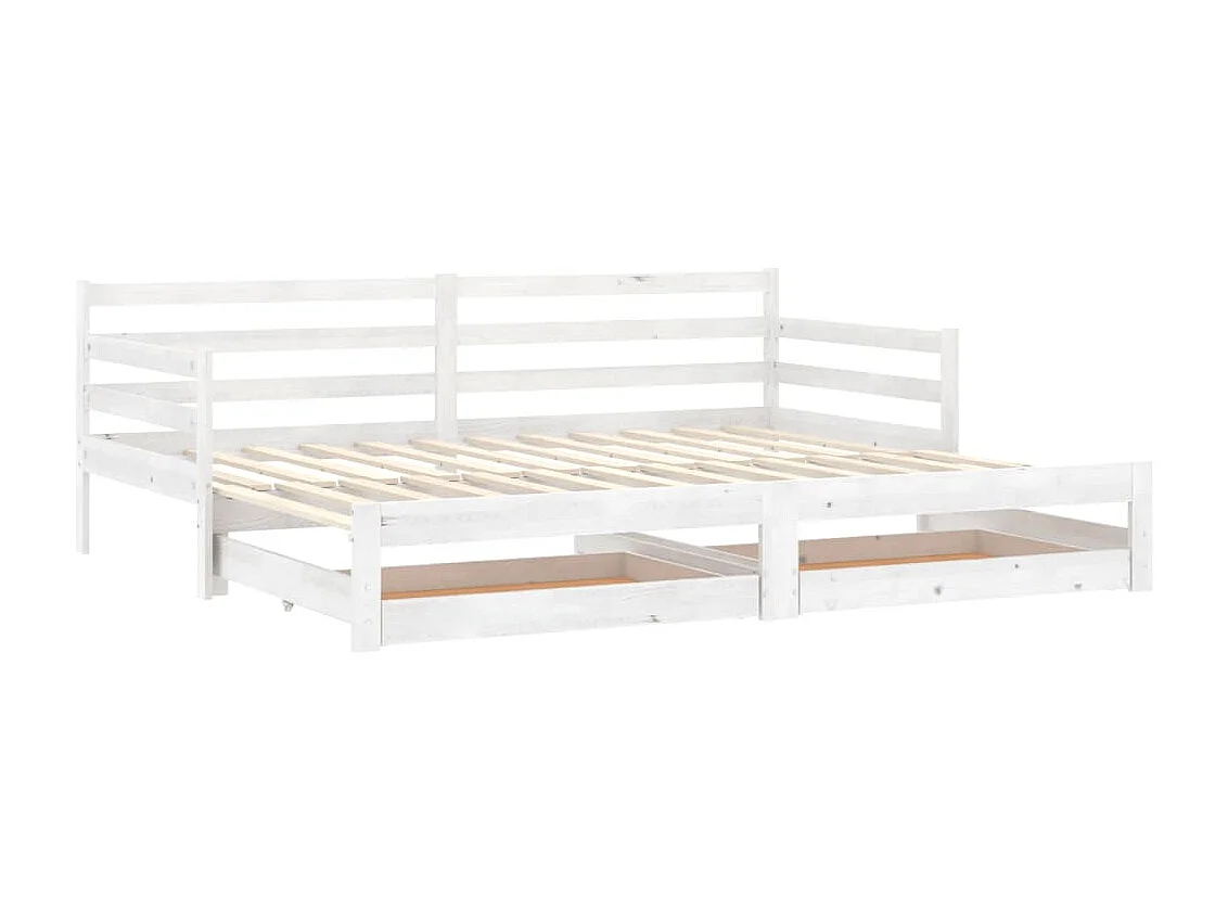 Lit coulissant 2x(90x200) cm Blanc Bois de pin massif