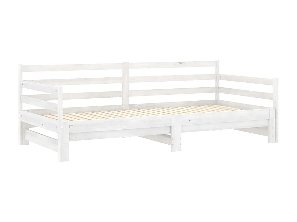 Lit coulissant 2x(90x200) cm Blanc Bois de pin massif
