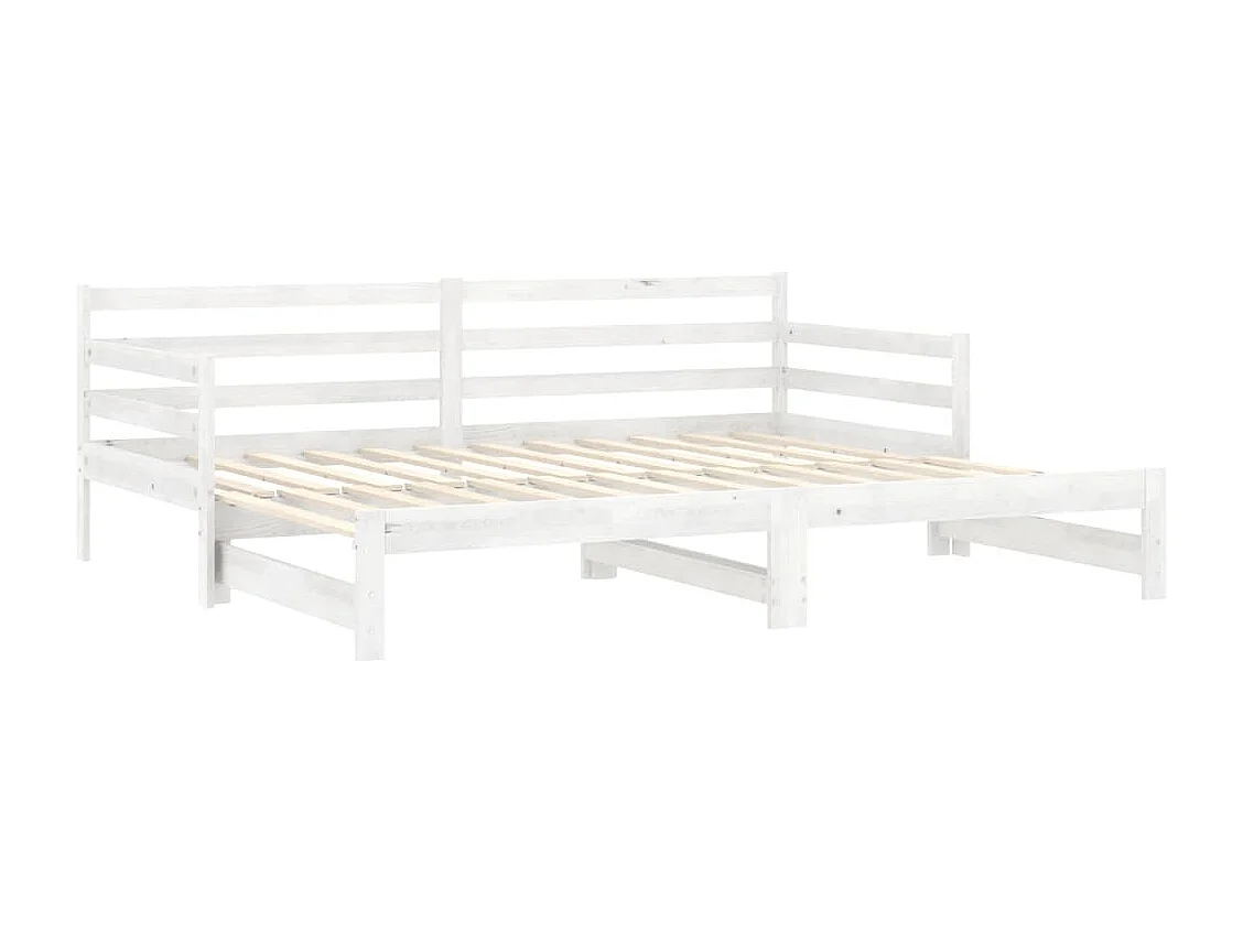 Lit coulissant 2x(90x200) cm Blanc Bois de pin massif