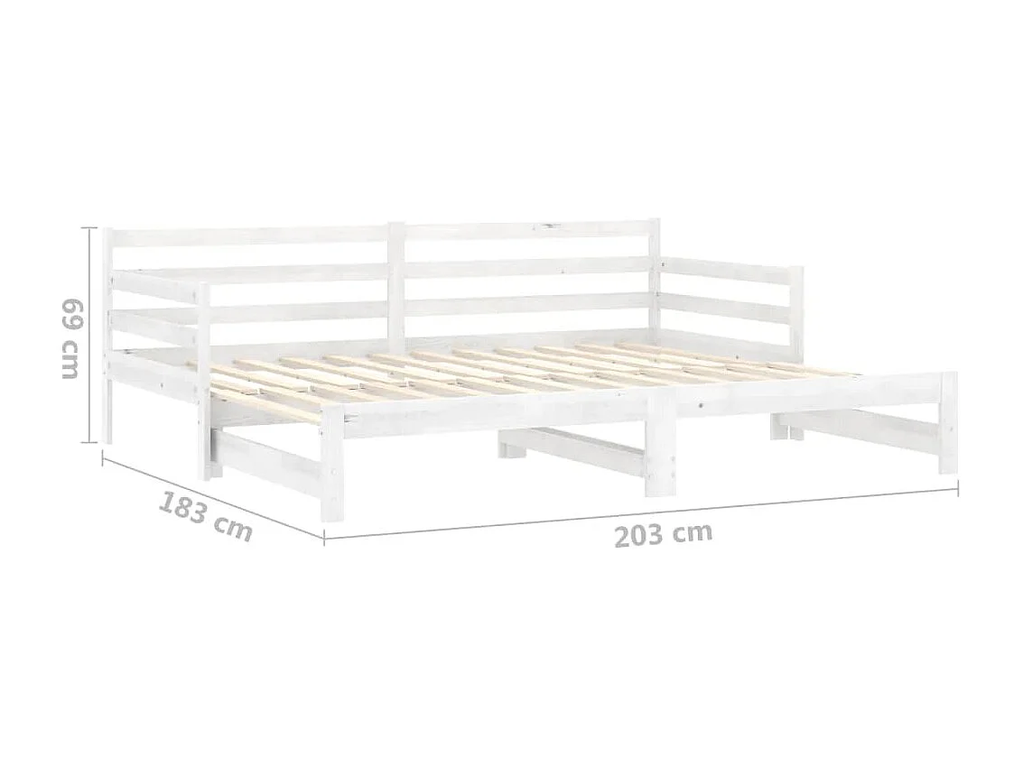 Lit coulissant 2x(90x200) cm Blanc Bois de pin massif