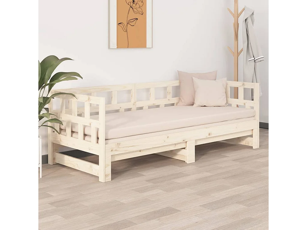 Lit coulissant Bois de pin solide 2x(80x200) cm