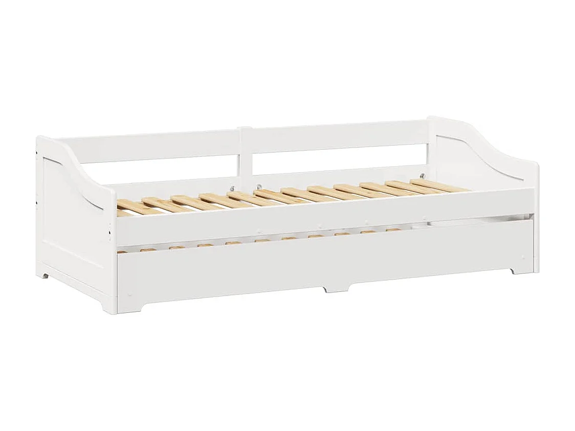 Slaapbank met onderschuifbed zonder matras IRUN 90x200 cm wit