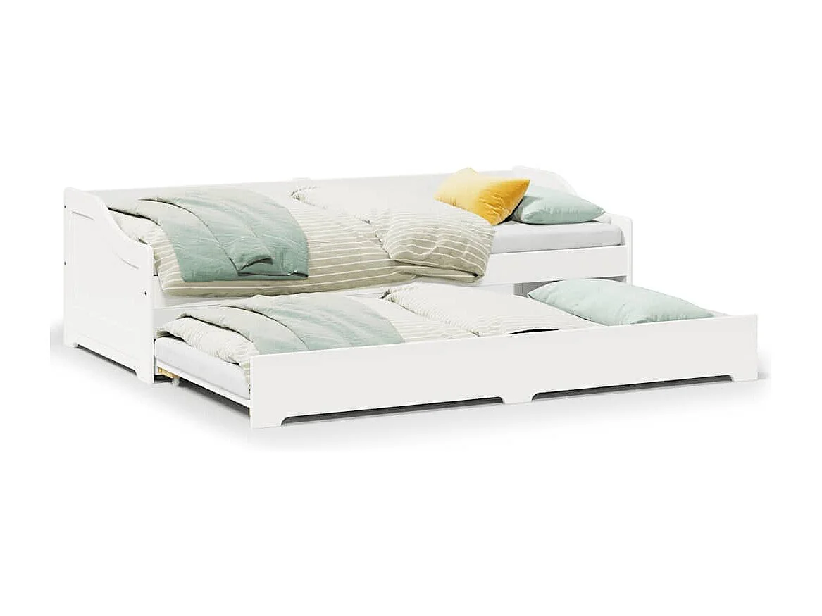 Slaapbank met onderschuifbed zonder matras IRUN 90x200 cm wit