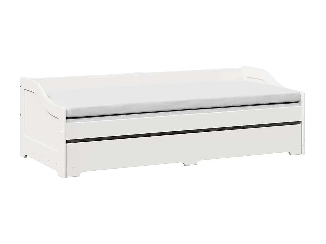 Slaapbank met onderschuifbed zonder matras IRUN 90x200 cm wit