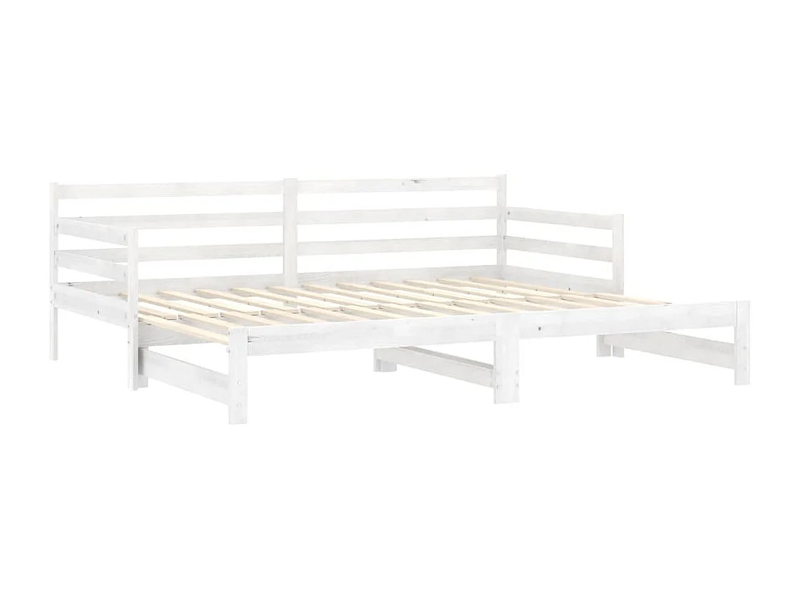 Lit coulissant 2x(90x200) cm Blanc Bois de pin massif