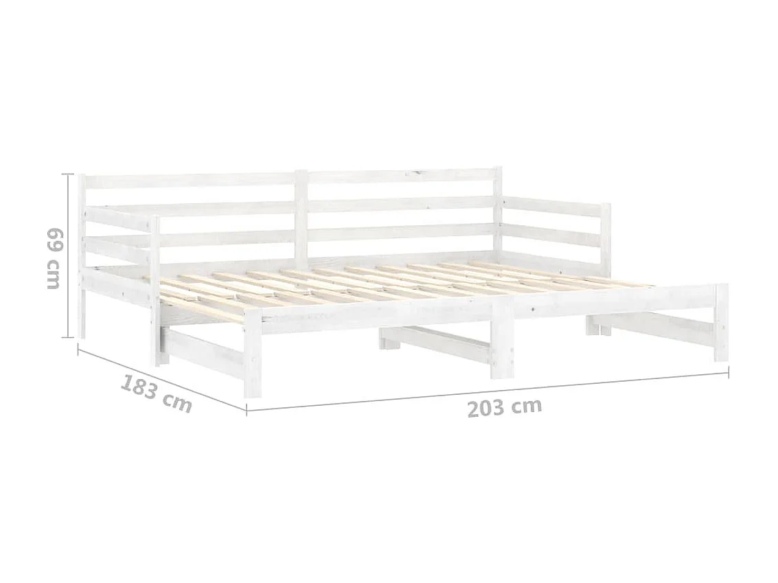 Lit coulissant 2x(90x200) cm Blanc Bois de pin massif