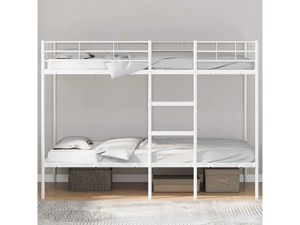 Lit superposé sans matelas blanc 100x200 cm acier