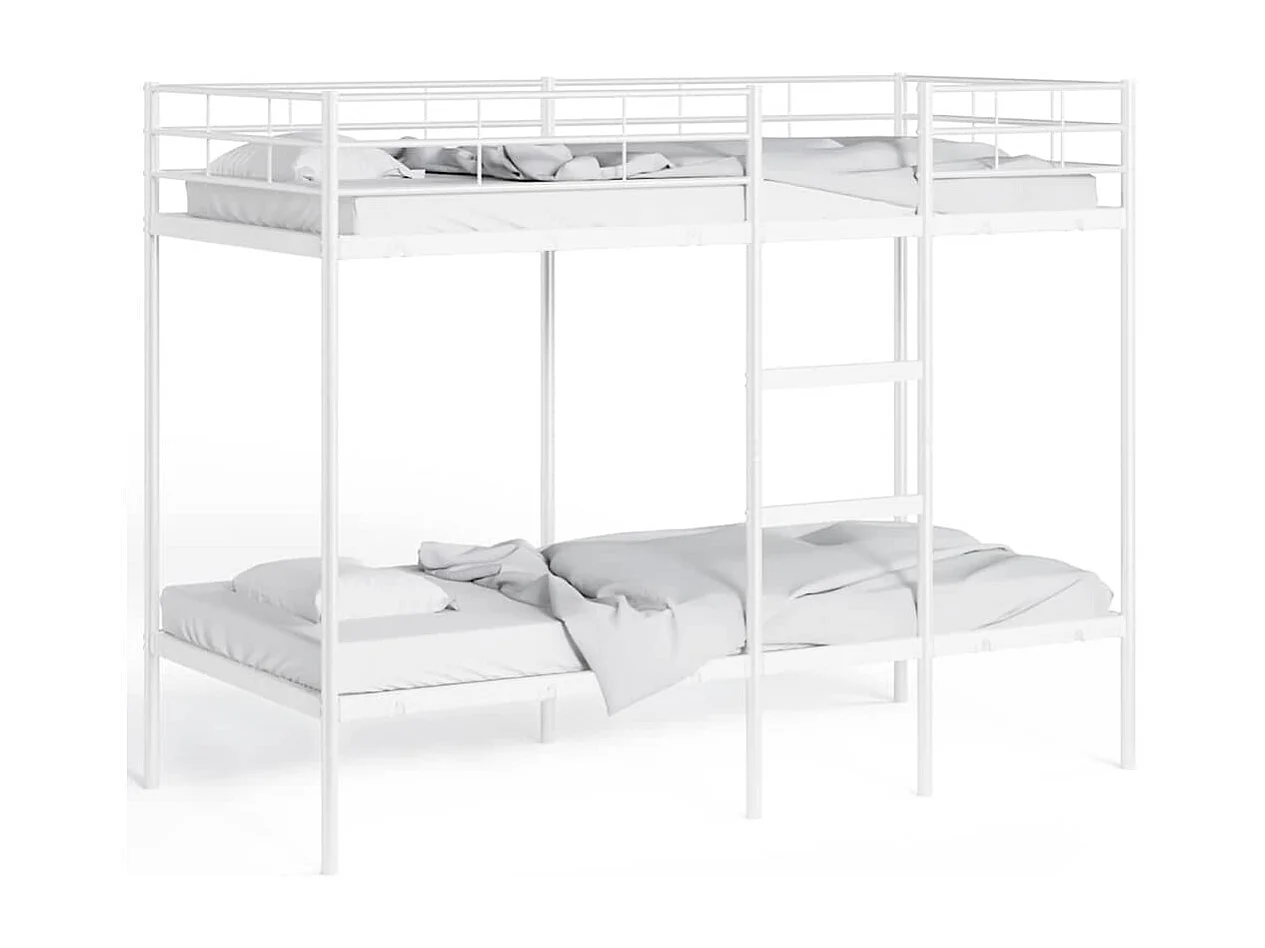 Lit superposé sans matelas blanc 90x190 cm acier