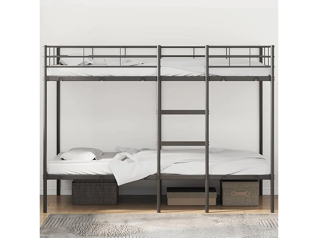 Lit superposé sans matelas noir 107x203 cm acier