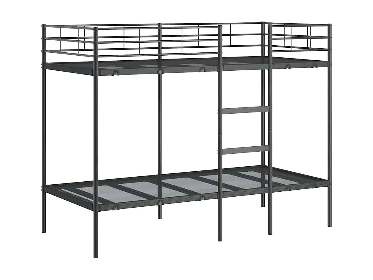 Lit superposé sans matelas noir 90x200 cm acier