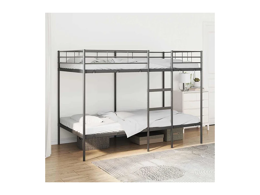 Lit superposé sans matelas noir 100x200 cm acier