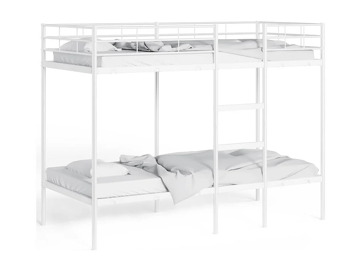 Lit superposé sans matelas blanc 100x190 cm acier