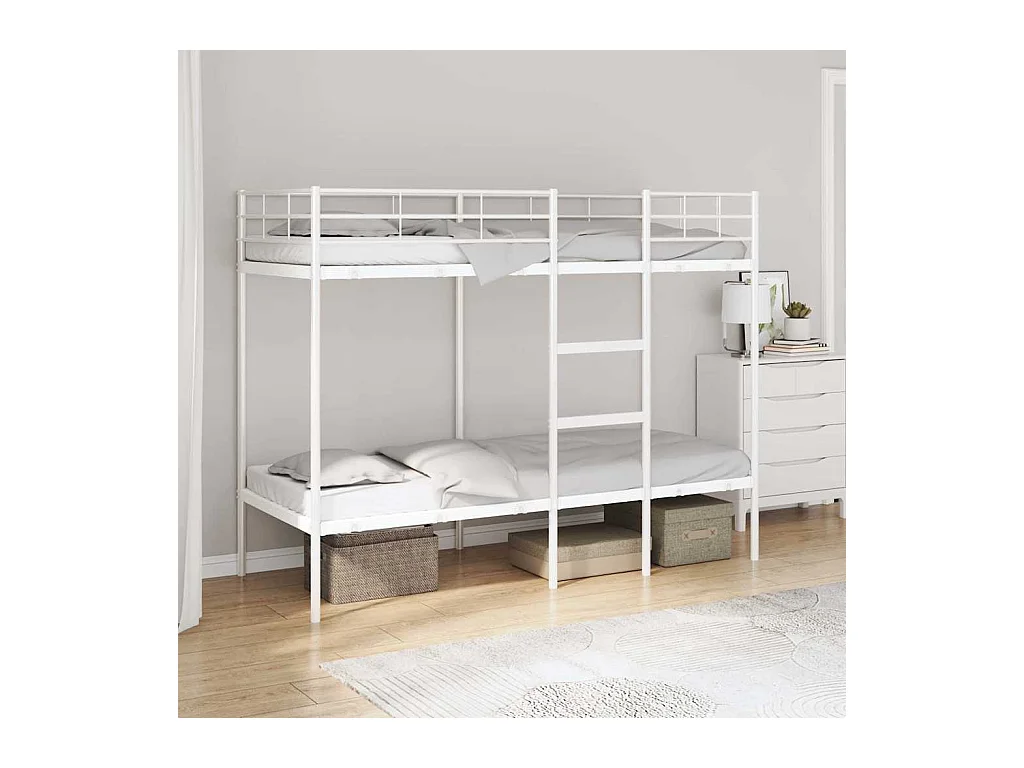 Lit superposé sans matelas blanc 75x190 cm acier